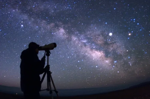 astronom, teleskop, zvezde, rimska cesta, galaksija, vesolje